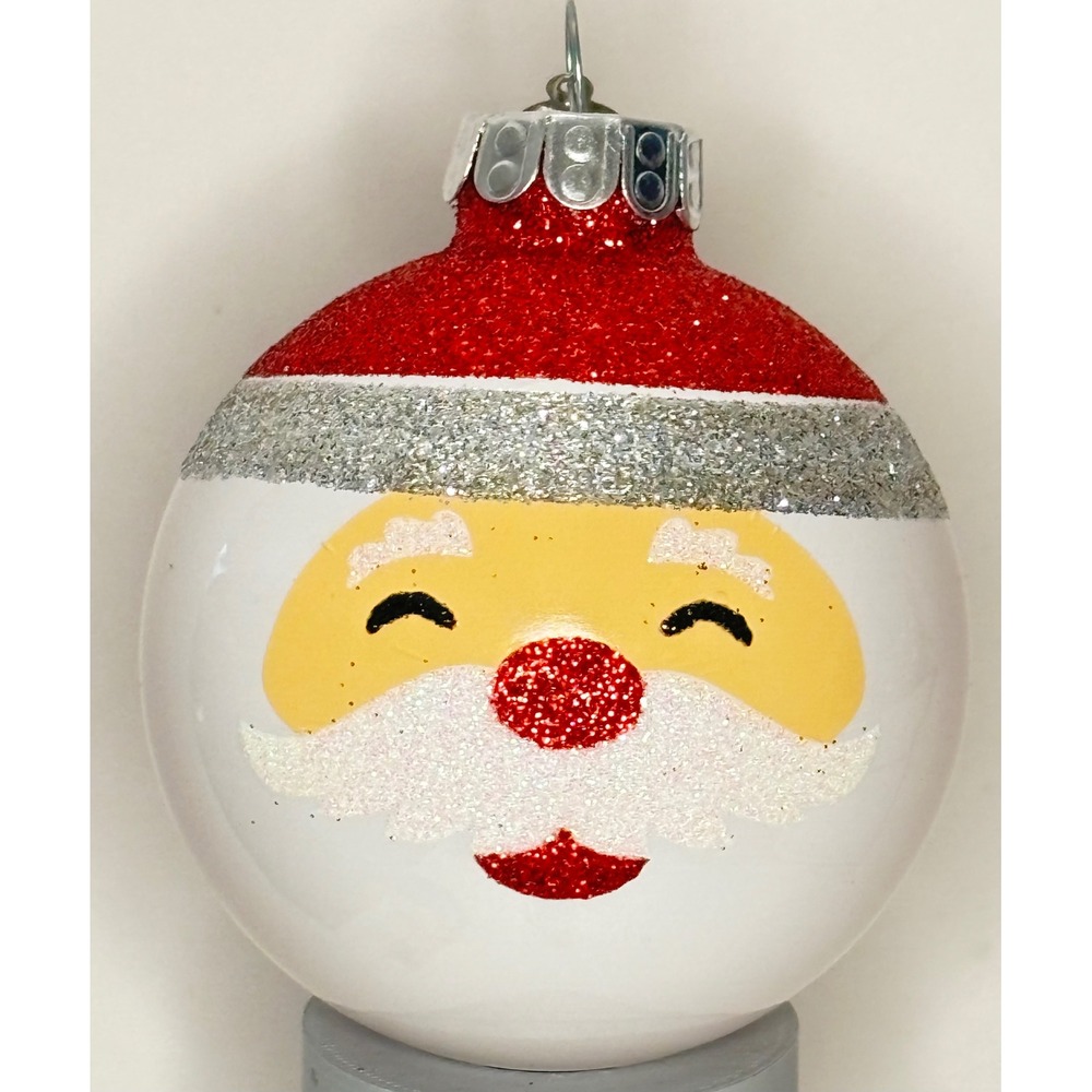 Christopher Radko Celebrations Vintage Glass Santa Claus Face Ornament 1.75"